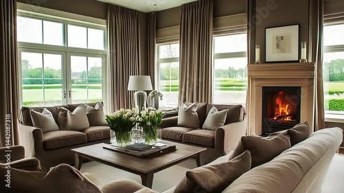 Elegant Living Room Design with Fireplace
