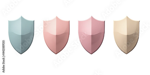 Pastel Shield Icons: Security, Protection, App - Minimalism