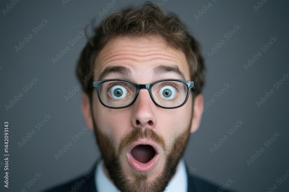 Man expressing shock with wide eyes Man expressing shock with wide eyes