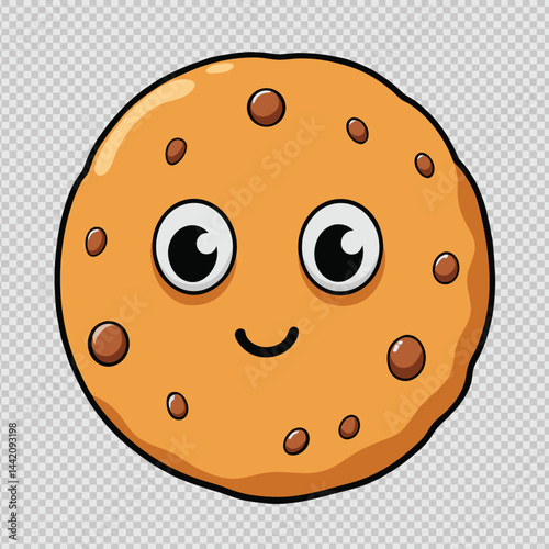 Delicious Cartoon Cookie Clipart with Chocolate Chips Illustration Vector art design