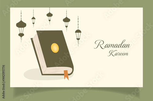 Ramadan greeting card with holy book