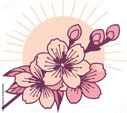 Traditional Japanese-style sakura blossom vector with artistic flair