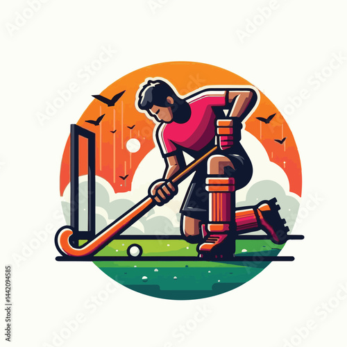 sport, field, ball, stick, competition, game, action, match, hockey, grass, team, player, play, field hockey, professional, active, athlete, isolated, summer, adult, stadium, silhouette, training, run