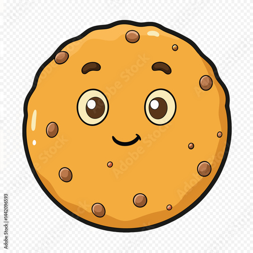 Delicious Cartoon Cookie Clipart with Chocolate Chips Illustration Vector art design