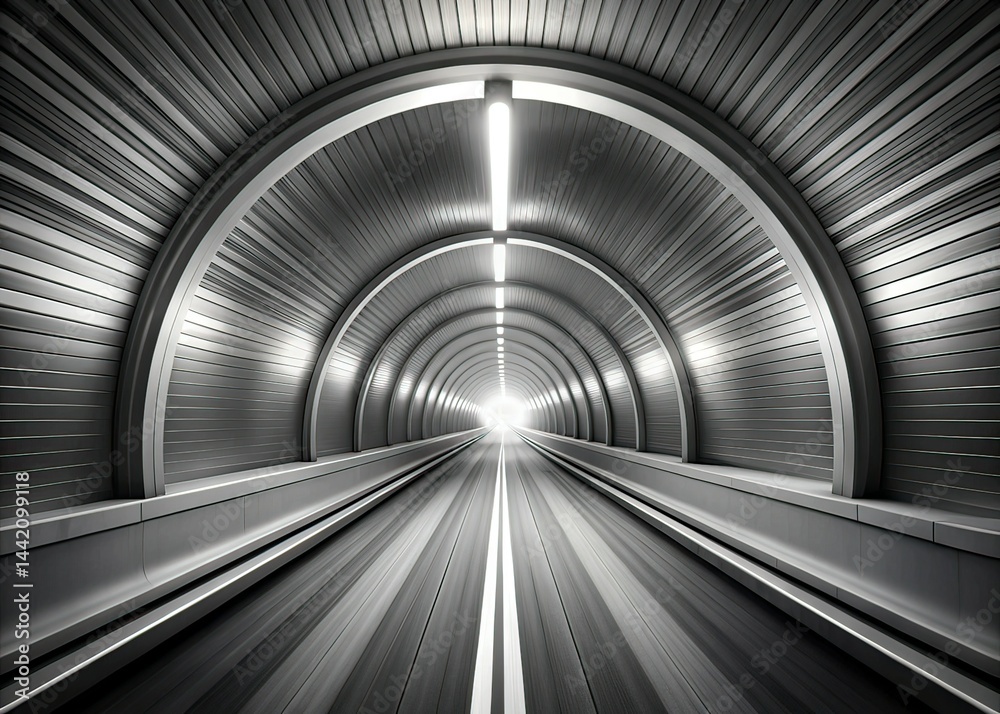 Naklejka premium Abstract Grayscale Tunnel - Depth & Perspective