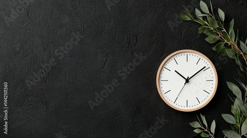 Wallpaper Mural A white clock with black hands and numbers on a black background. Torontodigital.ca