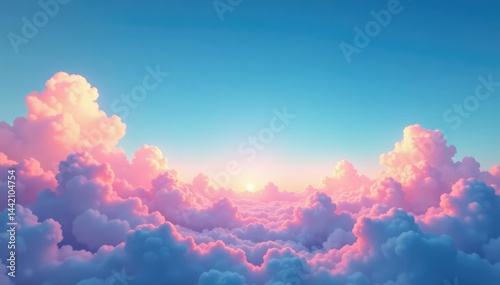 Subtle gradient sky, clouds seamlessly looping , air, sky