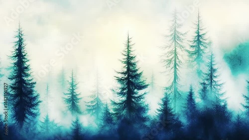 Misty Forest: Tall Trees, Enchanting View