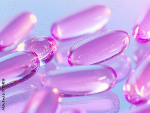 Pink and purple shiny capsules