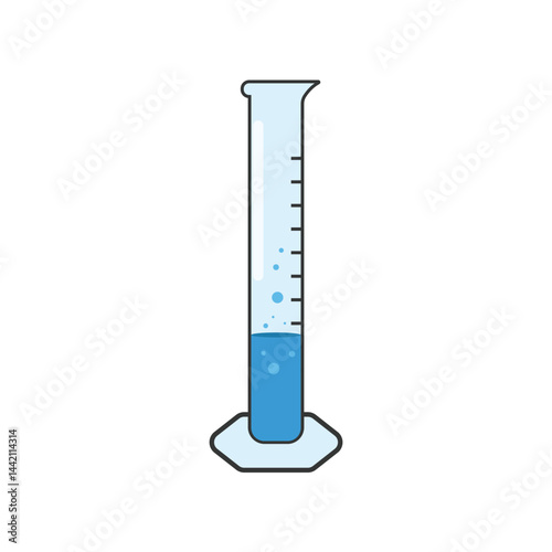 Graduated cylinder illustration. Science lab utensil illustration
