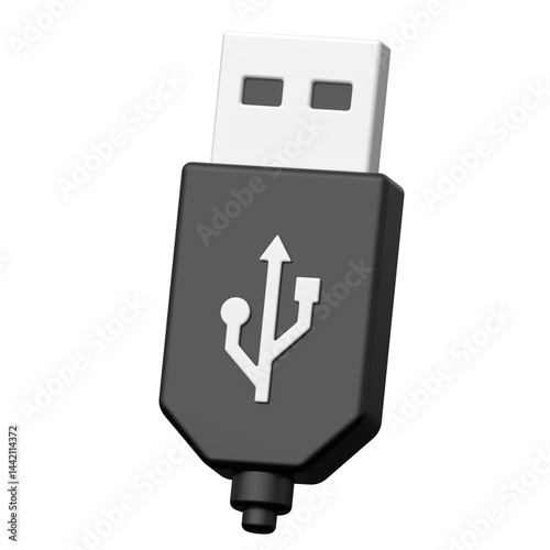 Usb 3D icon on transparent