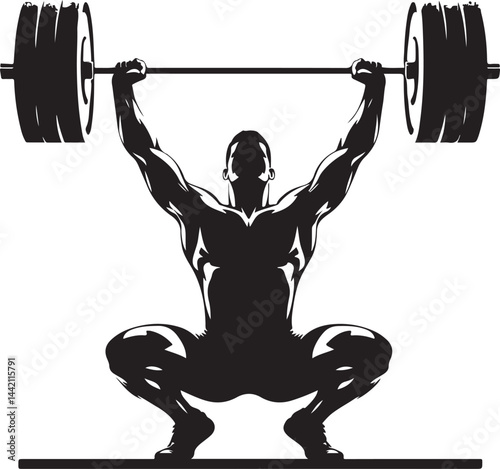 Weightlifter Overhead Press Vector