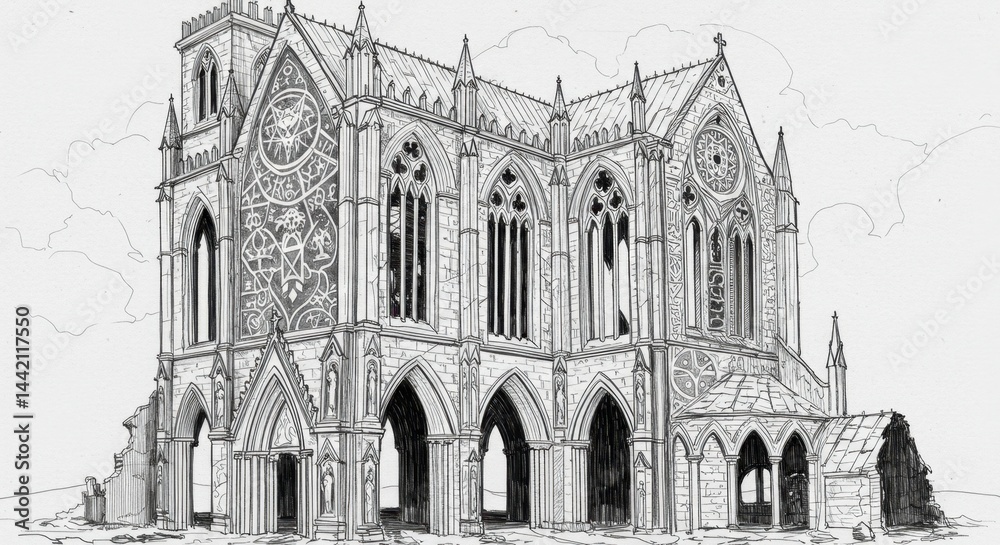 Fototapeta premium Ruined Cathedral Transformed into a Mage Tower