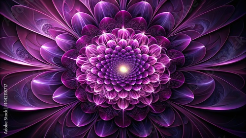 Dark Purple Fractal Flower - Vintage Photography - Digital Art