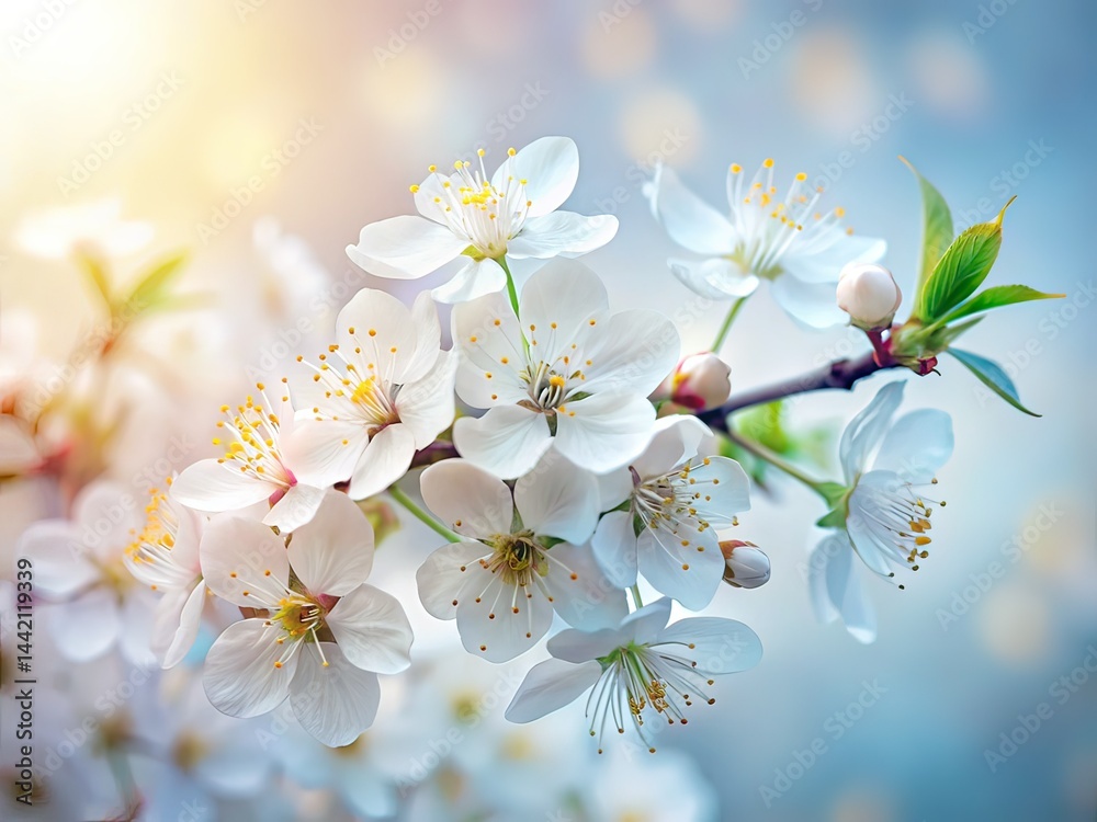 Delicate White Blossoms Pastel Background High Depth of Field AI Art Delicate White Blossoms Pastel Background High Depth of Field AI Art