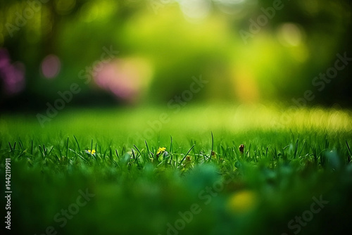 Lush Greenery: A Serene and Inviting Natural Meadow Scene with Sunlit Touches
