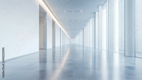 Wallpaper Mural Modern Minimalist Corridor with Bright Windows and Reflective Floor Torontodigital.ca