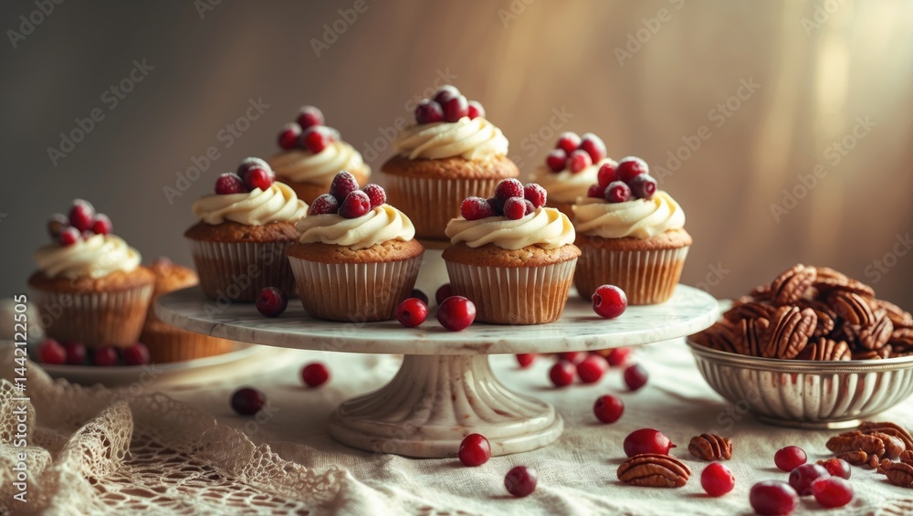 Board of Muffins with Cranberries and Pecans Board of Muffins with Cranberries and Pecans