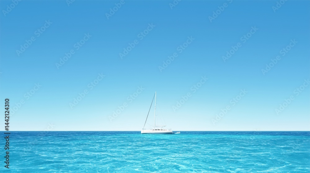 Fototapeta premium A white sailboat on the ocean.