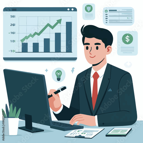 financial, technology, business, analyst, analysis, data, digital, strategy, chart, marketing, finance, screen, report, computer, analytics, accounting, dashboard, graph, laptop, kpi, information, man