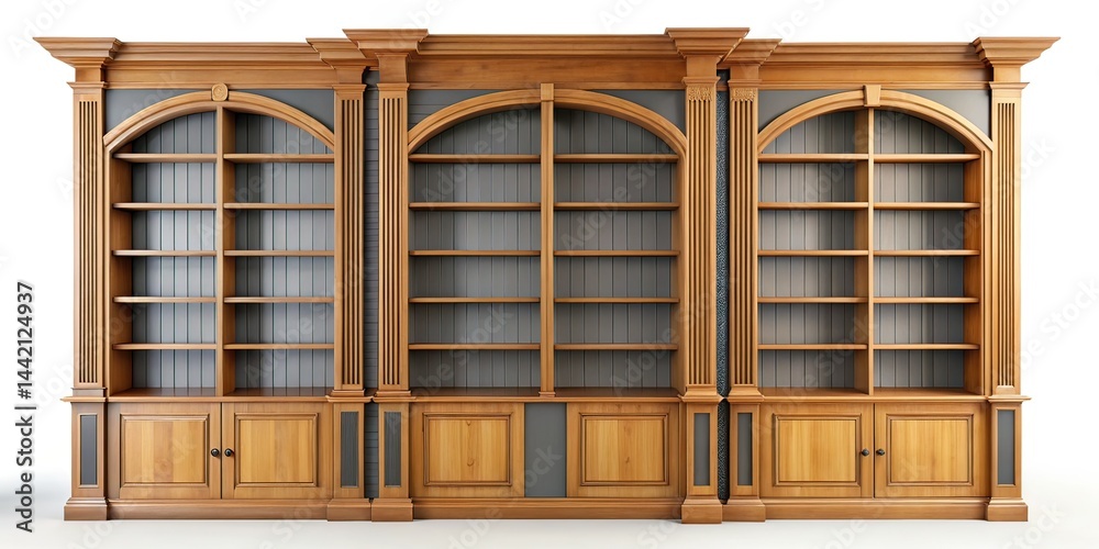 Elegant Wooden Bookcase with Arched Shelves - Rule of Thirds