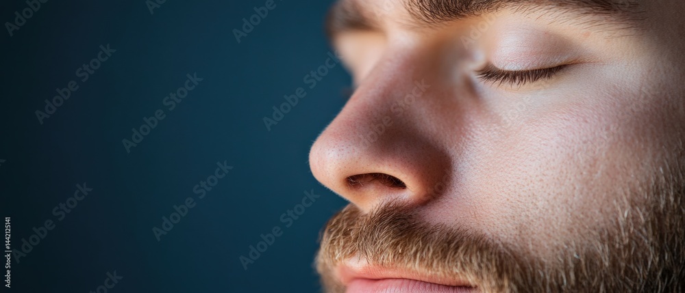 Man with closed eyes in meditation Man with closed eyes in meditation