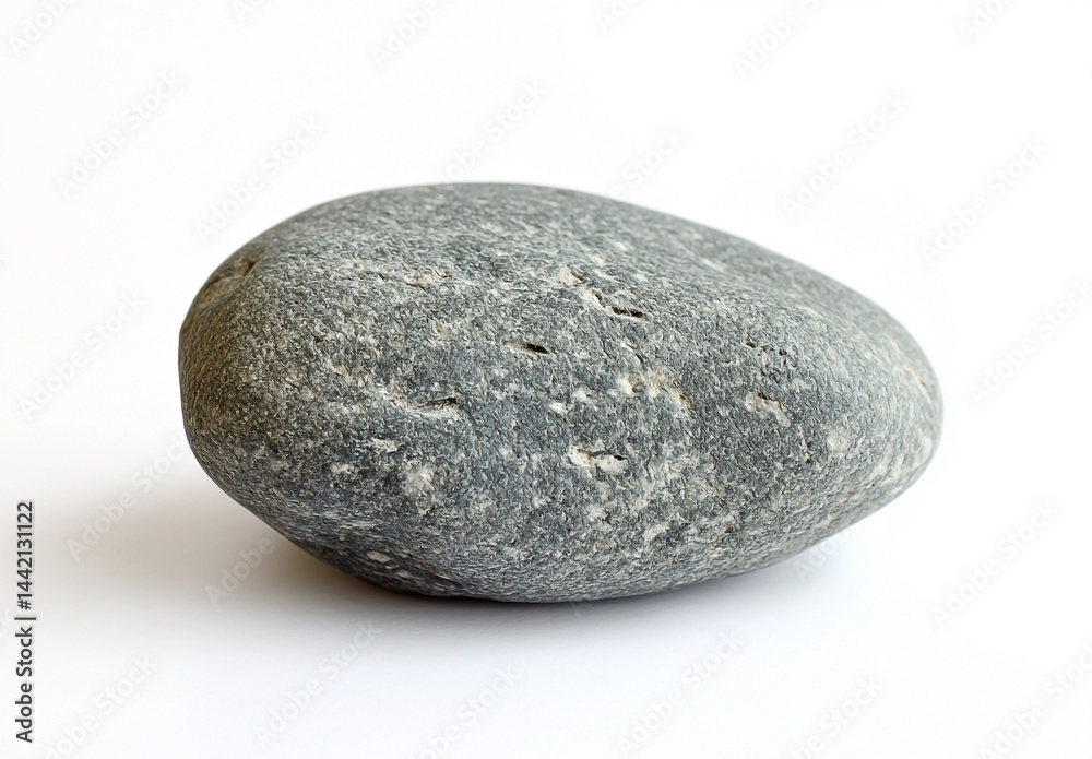 Isolated smooth stone on white background evoking simplicity and serenity