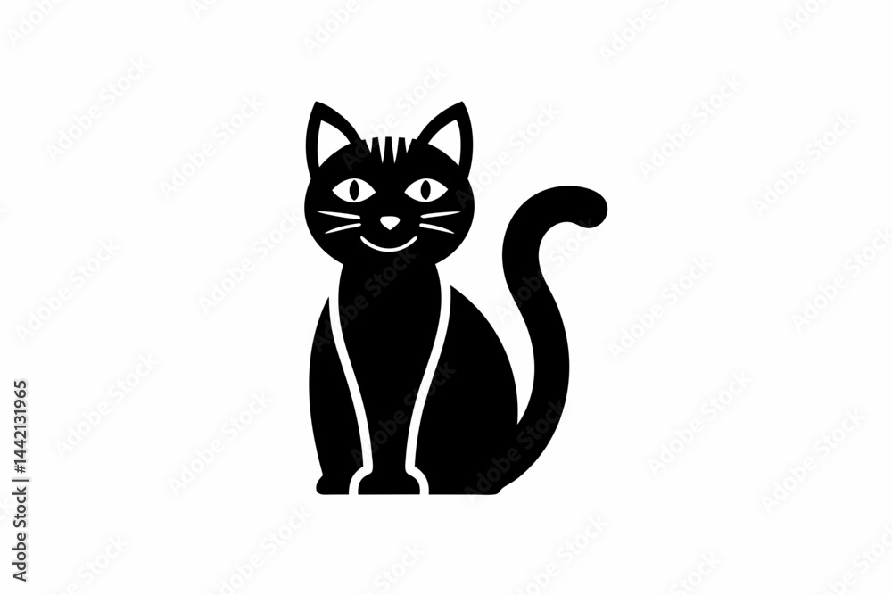 Fototapeta premium Beautiful Cat icon vector silhouette illustration isolated on white background