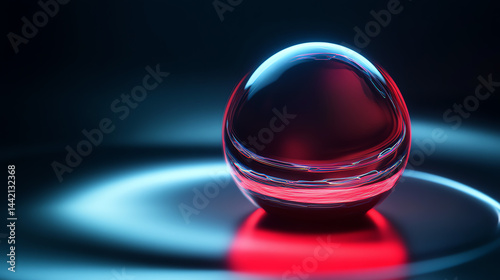 Futuristic radar with a dark blue and black background, soft red glow, and sleek glass effect. Perfect for tech, sci-fi, and cyberpunk themes. High-quality abstract design with smooth blur and luminou