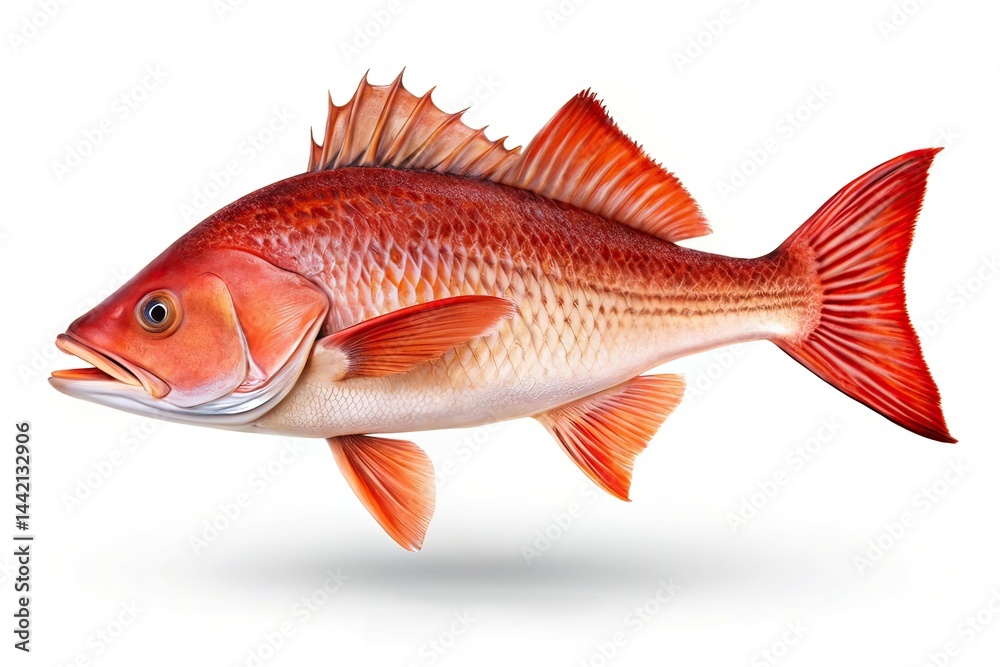 Fresh Red Drum Fish Isolated on White - High-Quality AI Photo