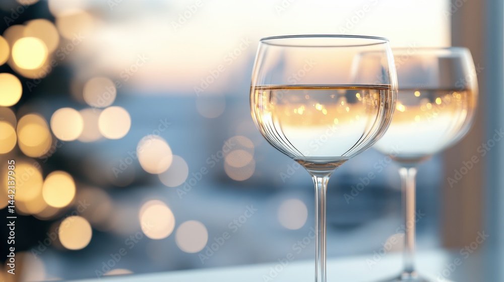 Obraz premium wine glasses with bokeh lights