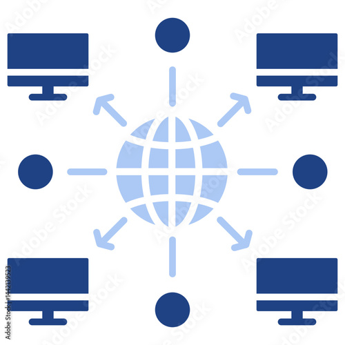 Decentralized Flat Blue Icon