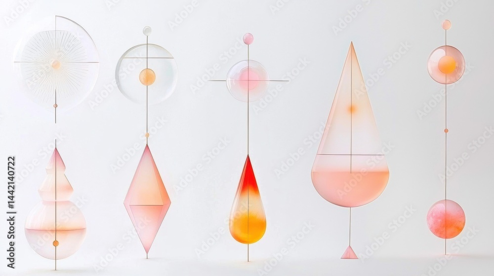 A collection of abstract geometric shapes in various colors and forms. A collection of abstract geometric shapes in various colors and forms.