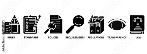 Compliance banner web icon vector illustration concept with icon of rules, standards, policies, requirements, regulations, transparency, and law