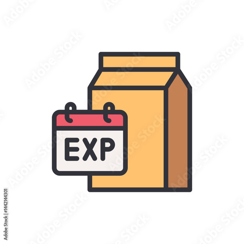 Expired package colored icons, minimalist vector illustration ,simple transparent graphic element .Isolated on white background