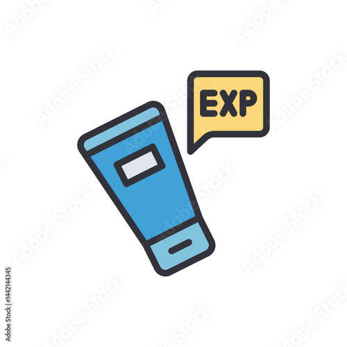 Expired skincare colored icons, minimalist vector illustration ,simple transparent graphic element .Isolated on white background