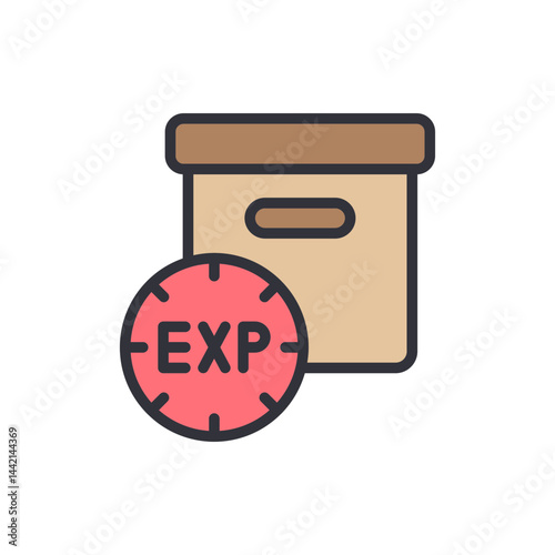 Expired product colored icons, minimalist vector illustration ,simple transparent graphic element .Isolated on white background