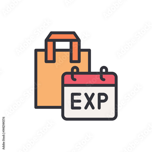 Expired product colored icons, minimalist vector illustration ,simple transparent graphic element .Isolated on white background