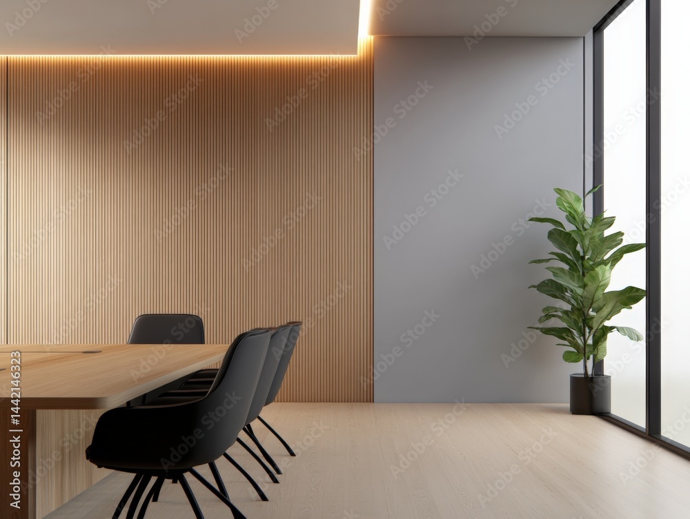 Fototapeta premium Modern conference room with wood paneling