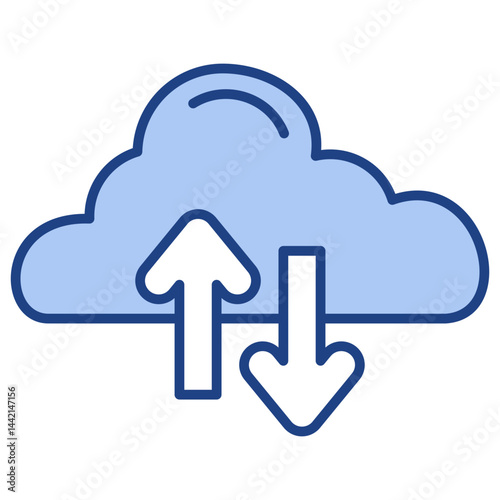 Cloud Offloading Blue Icon
