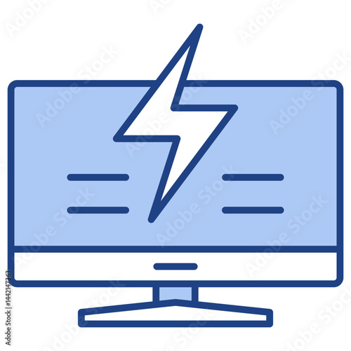 Computing Power Blue Icon