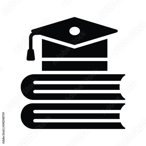 Have a look at this latest glyph icon graduation books with mortarboard