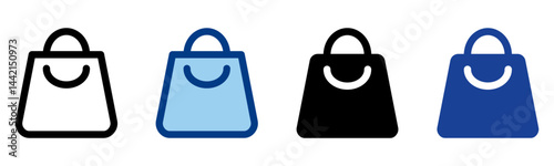 Shopping Bag Icon Multiple Style Vector Collection 