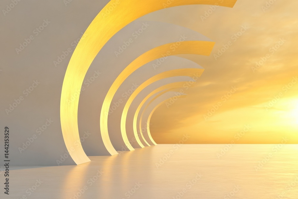 Obraz premium Abstract building arches at sunset