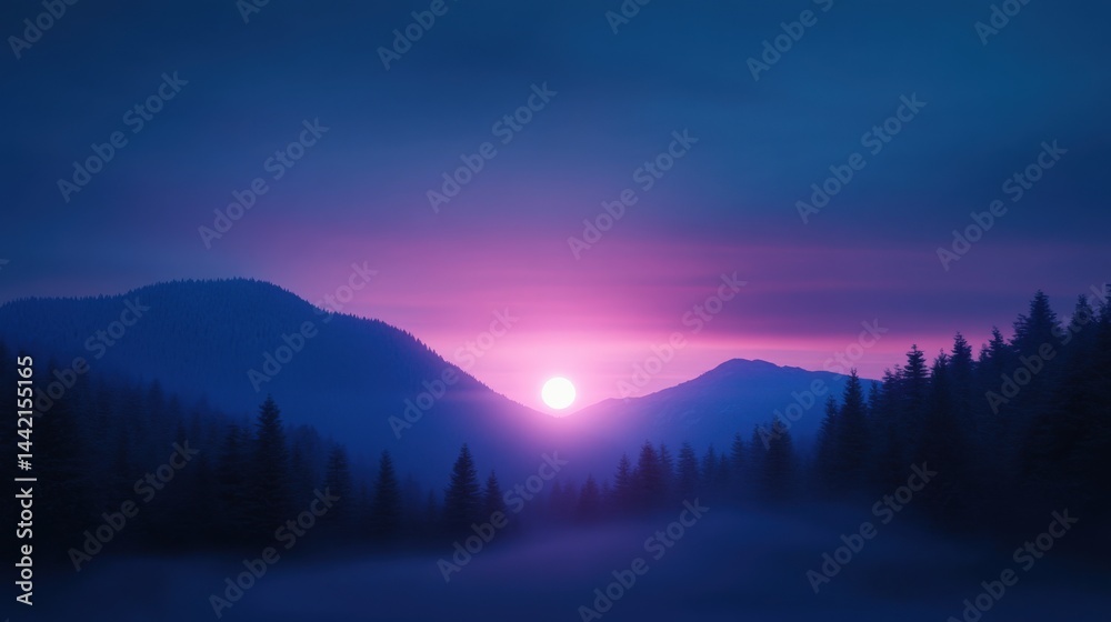 Obraz premium Mountain range at sunset