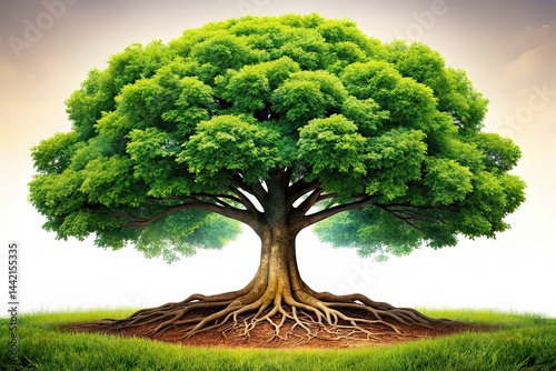 Obraz na płótnie Majestic Tree Isolated with Strong Roots - Nature Photography w salonie