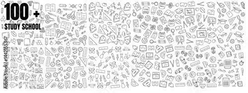 education school icons set with line style vector design