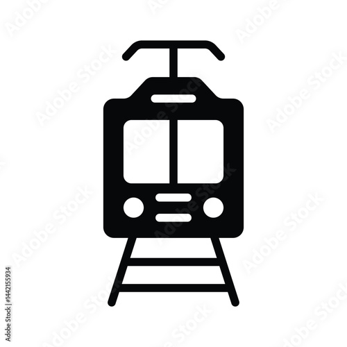 Latest glyph style icon showing electric tram