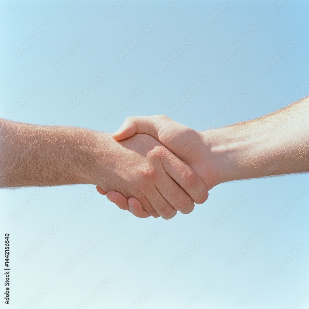 Handshake against a blue sky Handshake against a blue sky