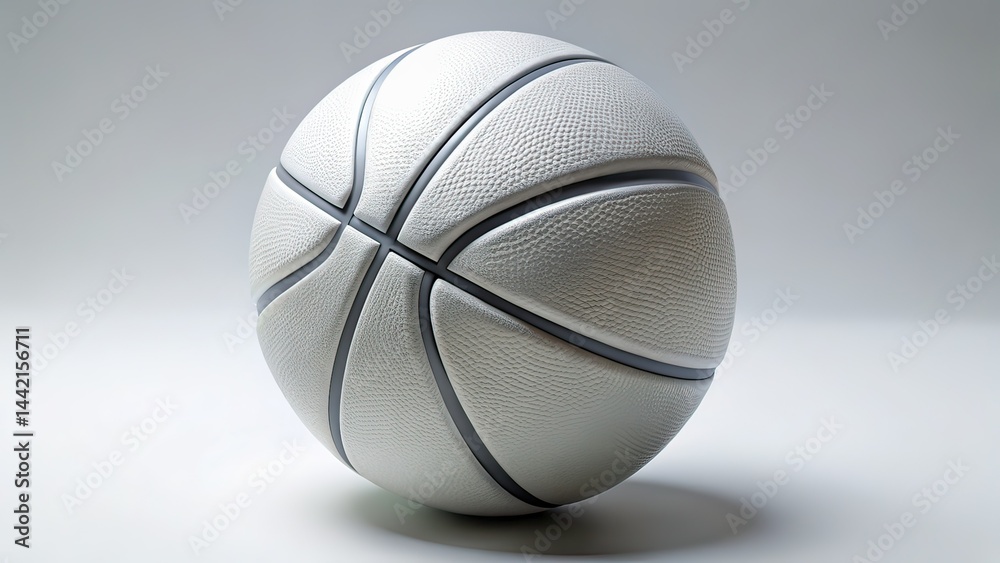 Minimalist 3D White Basketball Photorealistic Isolated